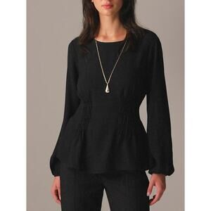 J. Crew Shirred-waist top in viscose crepe black size 00